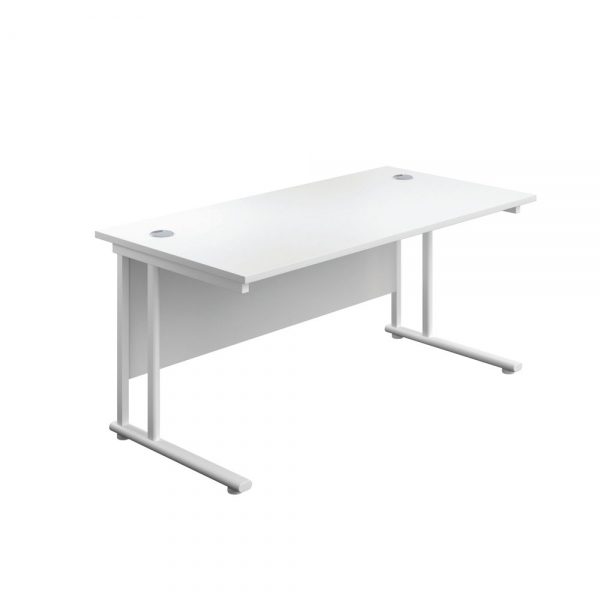 Jemini Rectangular Cantilever Desk 1600x800x730mm White/White KF807131 office Plus #1 in Swords, Dublin, Ireland.